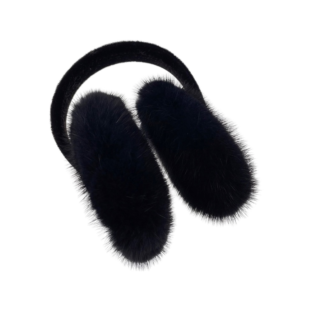 Dark Navy Mink Earmuffs • NWOT